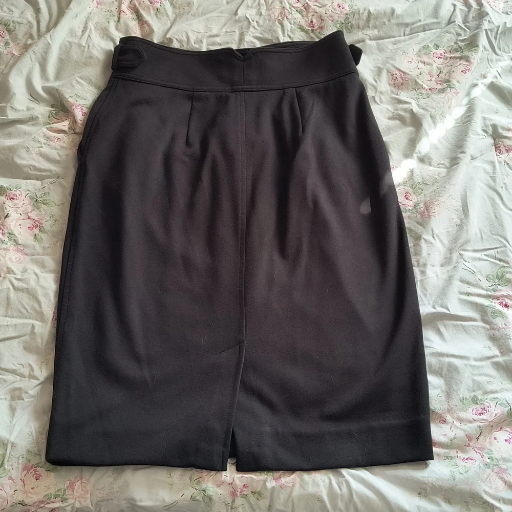 Anthropology Maeve Black Pencil Skirt Buckles - Picture 3 of 5